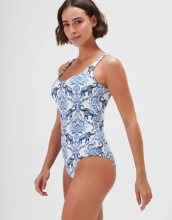 Zuri Square Neck Swimsuit - Porcelain